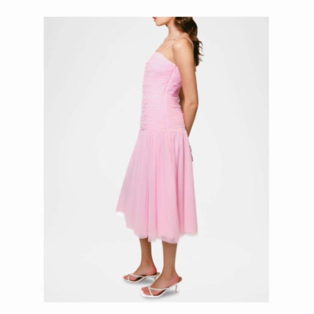 Hutch Porta Drop Waist Midi Dress Light Pink Tulle